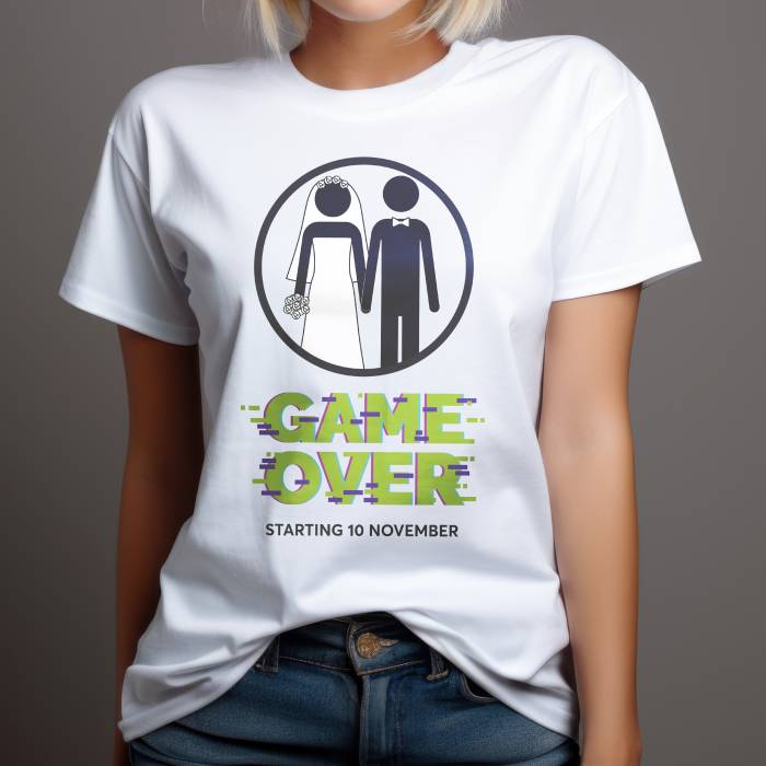 Maglietta personalizzata per l’addio al celibato - Game over