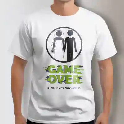 Maglietta personalizzata per l’addio al celibato - Game over