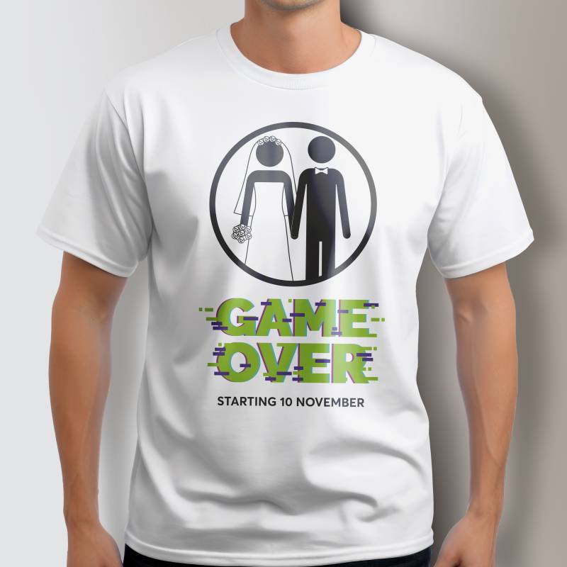 Maglietta personalizzata per l’addio al celibato - Game over