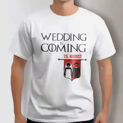 Maglietta personalizzata per l’addio al celibato - Wedding is coming