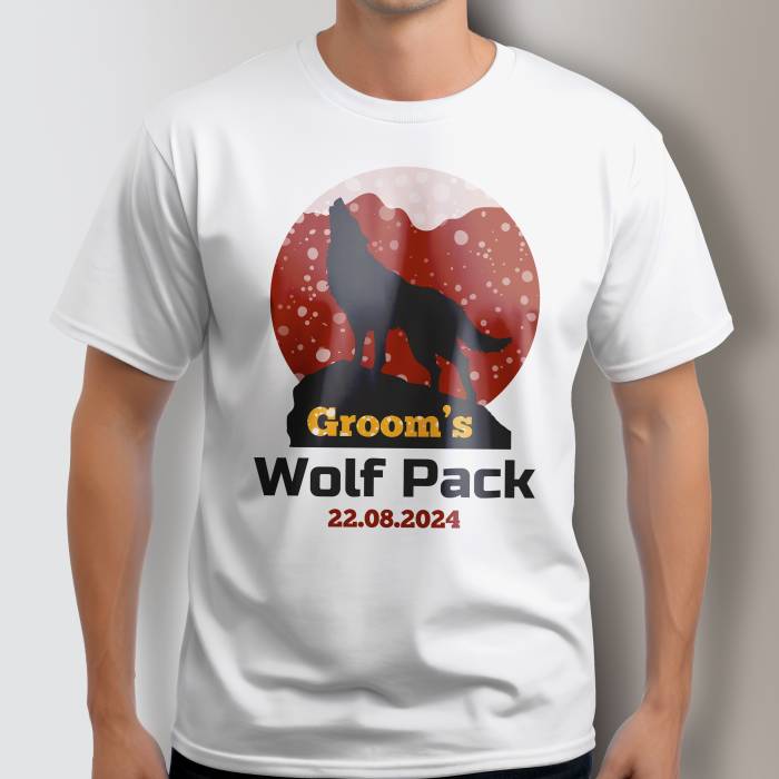 Maglietta personalizzata per l’addio al celibato - Groom's Wolf Pack