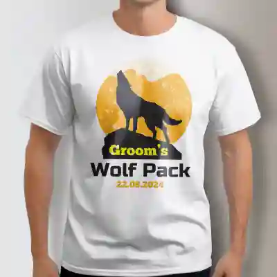 Maglietta personalizzata per l’addio al celibato - Groom's Wolf Pack