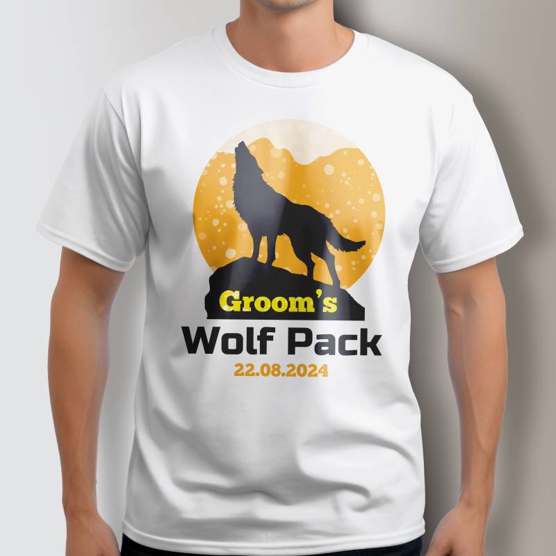 Maglietta personalizzata per l’addio al celibato - Groom's Wolf Pack