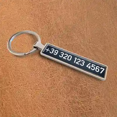 Portachiavi auto – Numero di telefono nero