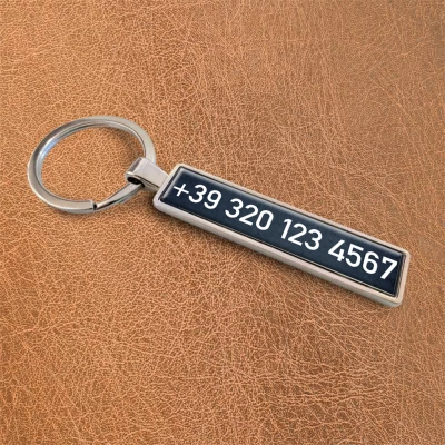 Portachiavi auto – Numero di telefono nero