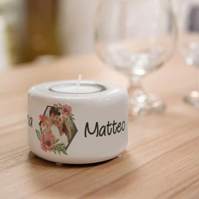 Portacandele in ceramica personalizzato - Con foto e nome