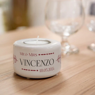 Portacandele in ceramica personalizzato - Mr & Mrs