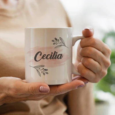Tazza con motivo ad acquerello personalizzato con nome e cognome