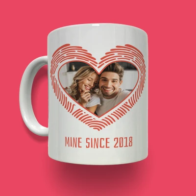 Tazza personalizzata - Impronta a forma di cuore con foto