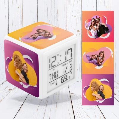 Orologio digitale personalizzabile con tre foto