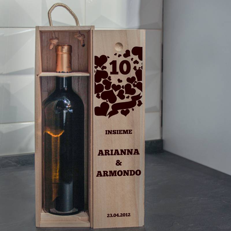 Scatola per vino in legno massiccio - Anniversary