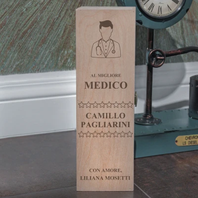 Scatola per vino in legno massiccio -Regalo per il medico