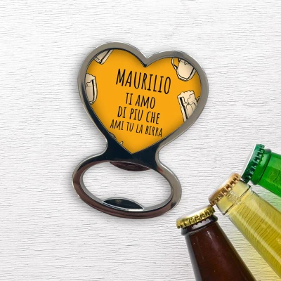 Apribottiglie a forma di cuore - Ti amo più di...