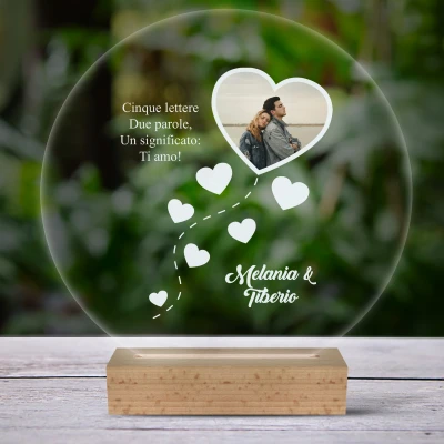 Lampada LED personalizzata con cuori