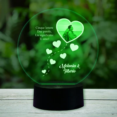 Lampada LED personalizzata con cuori