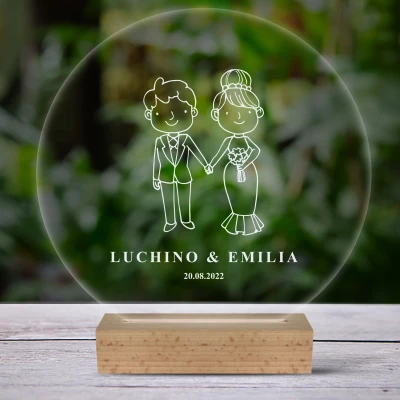 Lampada LED 3D personalizzata per i novelli sposi