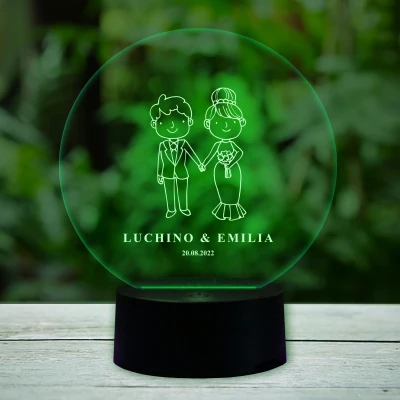 Lampada LED 3D personalizzata per i novelli sposi