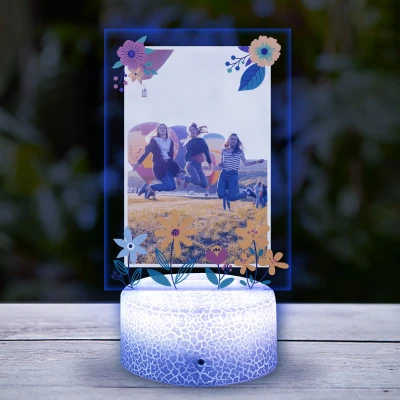 Lampada LED 3D personalizzata con fiori