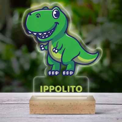 Lampada LED 3D personalizzata con dinosauro