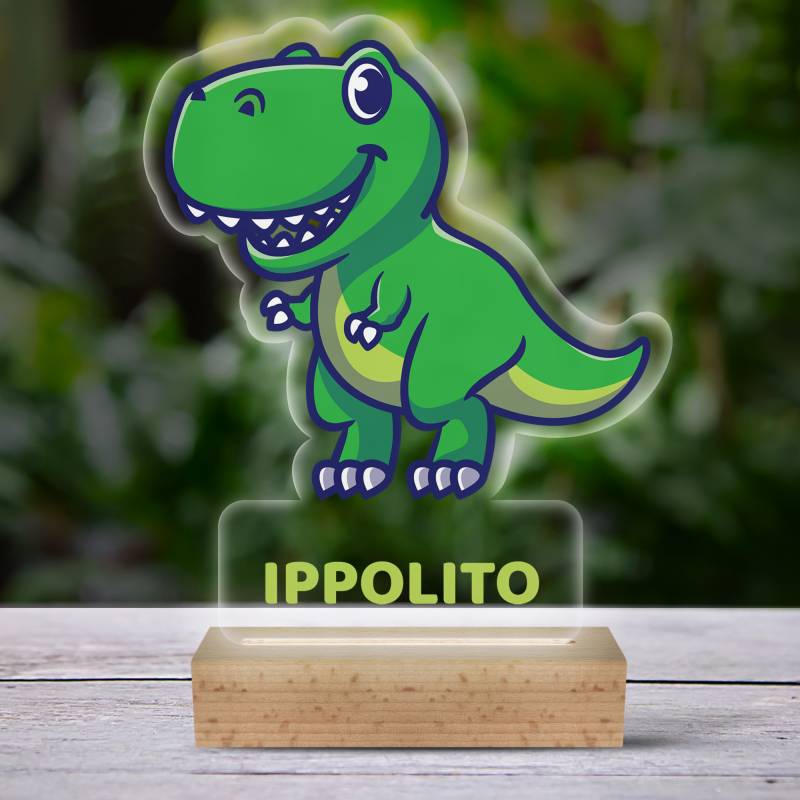 Lampada LED 3D personalizzata con dinosauro