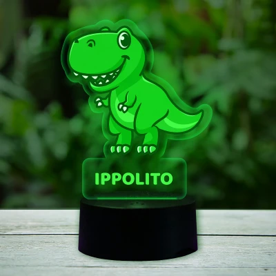 Lampada LED 3D personalizzata con dinosauro