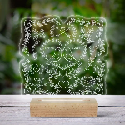 Lampada LED 3D personalizzata con uccelli