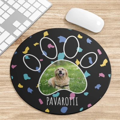 Tappetino per mouse rotondo personalizzato con la foto del tuo amico a quattro zampe