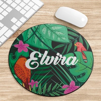 Tappetino per mouse rotondo personalizzato con motivo floreale e nome