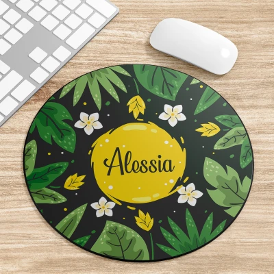 Tappetino per mouse rotondo con motivo tropicale personalizzato