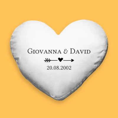 Cuscino personalizzato a forma di cuore - Salva la data con freccia