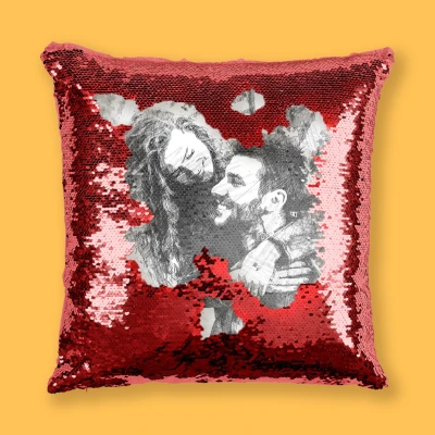 Cuscino personalizzato con paillettes - Schizzo