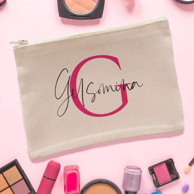 Borsellino per trucchi personalizzato - Semplice con iniziale e nome