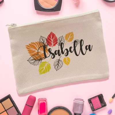 Borsellino per trucchi personalizzato - Foglie con il tuo nome