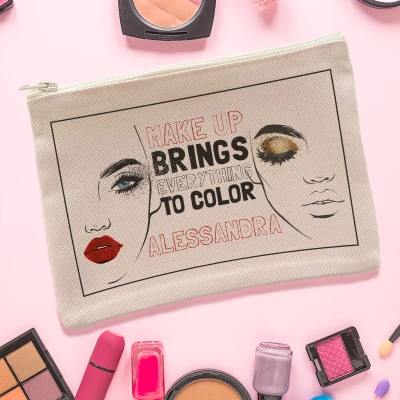 Borsellino per trucchi personalizzato - Due ragazze e nome