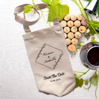 Sacchetto personalizzati per la bottiglia di vino - Save the Date