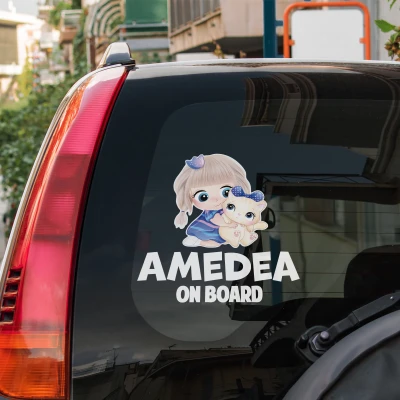 Adesivo auto - Bambina con Gatto