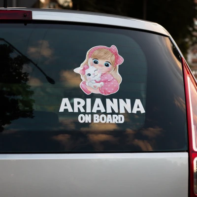 Adesivo auto - Bambino e Gatto