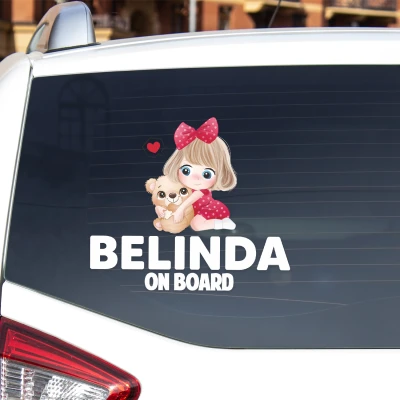 Adesivo auto - Bambina e Orsetto