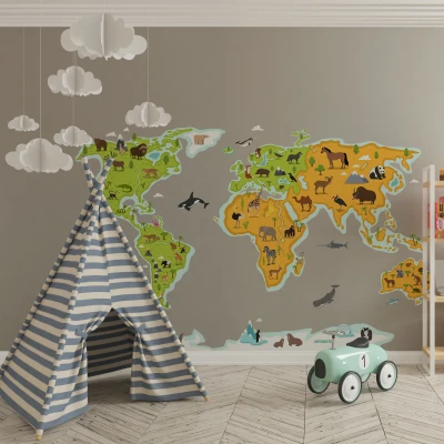Adesivo per la stanza del bambino Mappa del Mondo
