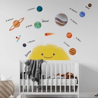 Adesivo decorativo per la cameretta dei bambini con sistema solare