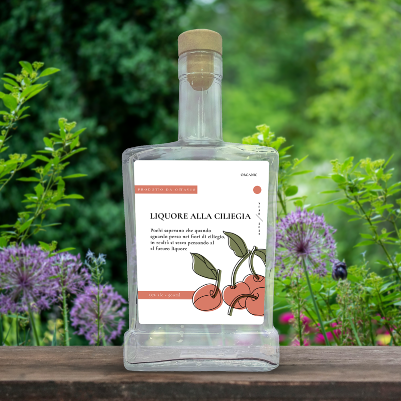 Bottiglie con etichetta personalizzabile - Liquore di amarene