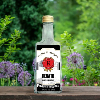 Bottiglia rettangolare con etichetta personalizzabile - Whisky tanti auguri!