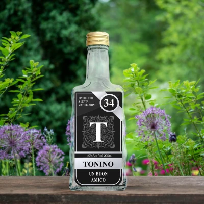 Bottiglia rettangolare con etichetta personalizzabile - Anniversario