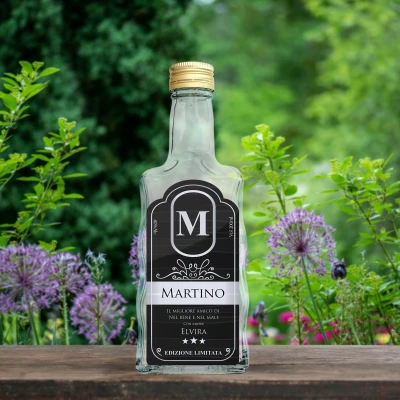 Bottiglia rettangolare con etichetta personalizzabile - Amico edizione limitata