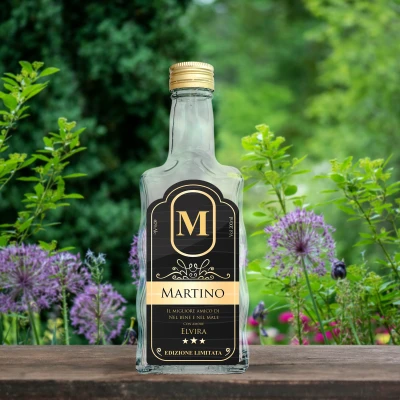 Bottiglia rettangolare con etichetta personalizzabile - Amico edizione limitata