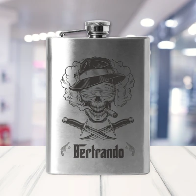 Bottiglia da tasca - scheletro con cappello