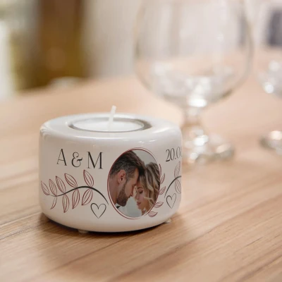 Portacandele in ceramica personalizzato - Con foto e testo