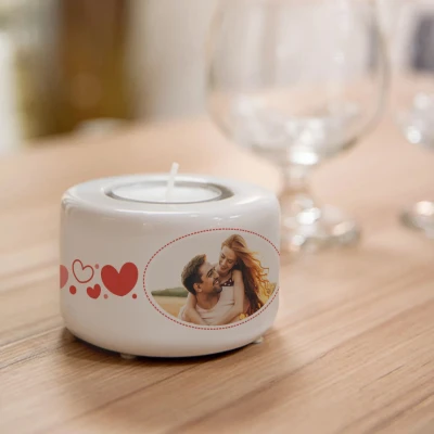 Portacandele in ceramica personalizzato - Love