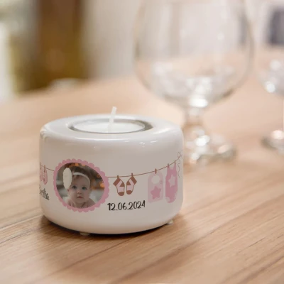 Portacandele in ceramica personalizzato - Bambina