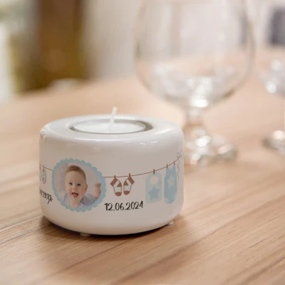 Portacandele in ceramica personalizzato - Bambino